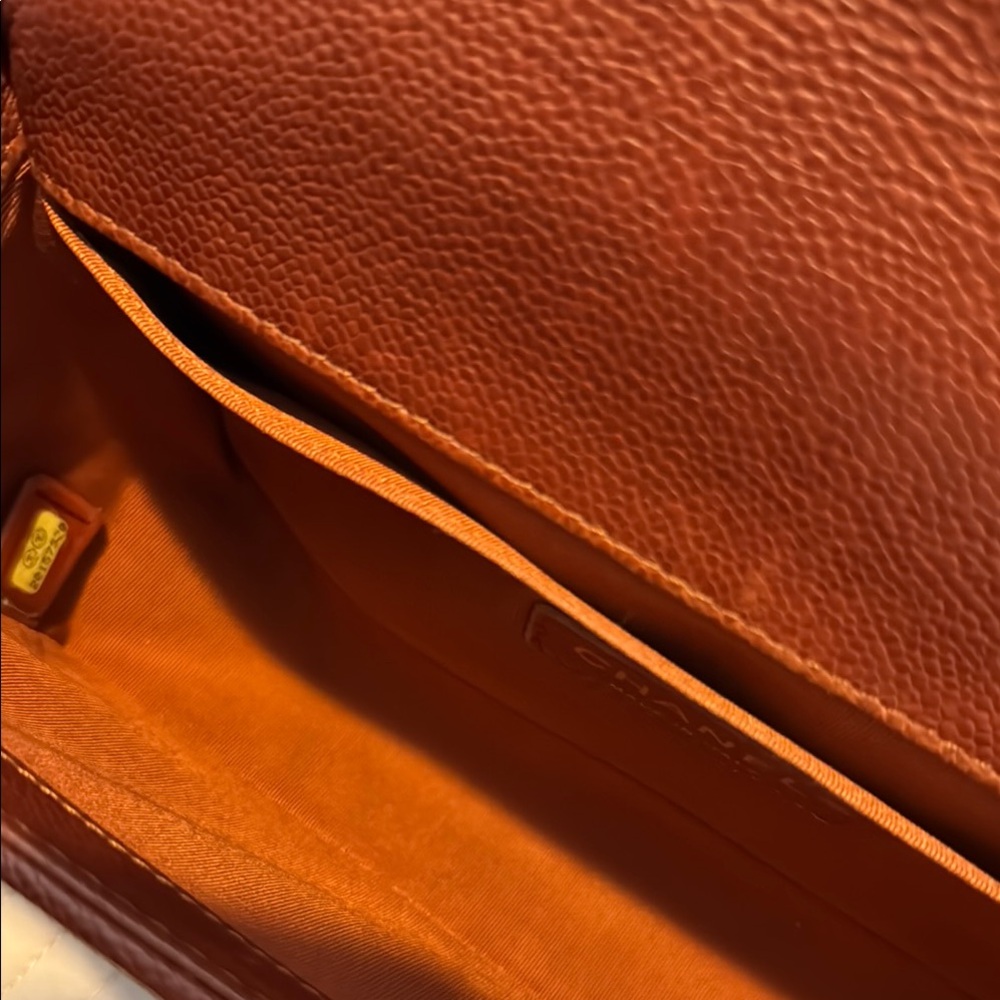 CHANEL Brown (burned orange) and Antique Gold Medium Boy Bad Bag - Picture 14 of 17